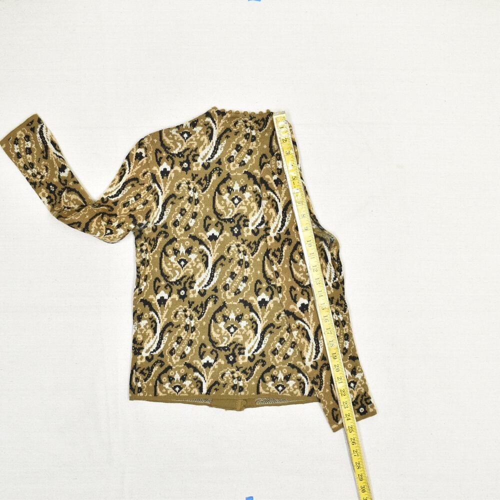 Catalina Jacquard Women's Cardigan Sweater Paisley Brown Size 36 Virgin Wool VTG - Picture 6 of 8